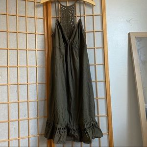 Anthropologie - Olive Green Crochet Cotton Dress - Medium